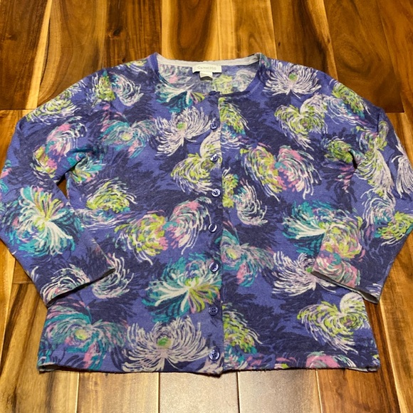 Women’s Size Small Garnet Hill 100% Merino Wool 3/4 Length Sleeve Cardigan - Picture 1 of 5